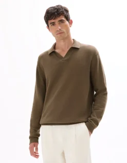 Oversized V-hals trui van 100% katoen - taupe