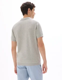 Piqué polo regular fit 100% katoen grijze mêlee