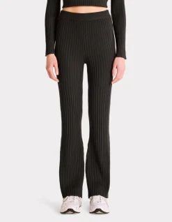 Platte geribbelde broek - grijs