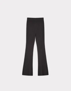 Platte geribbelde broek - grijs
