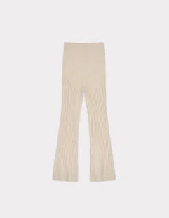 Platte geribbelde broek - beige