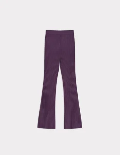 Platte geribbelde broek - paars
