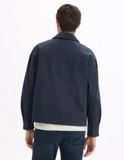 2-pocket stretch katoenen overshirt - marineblauw