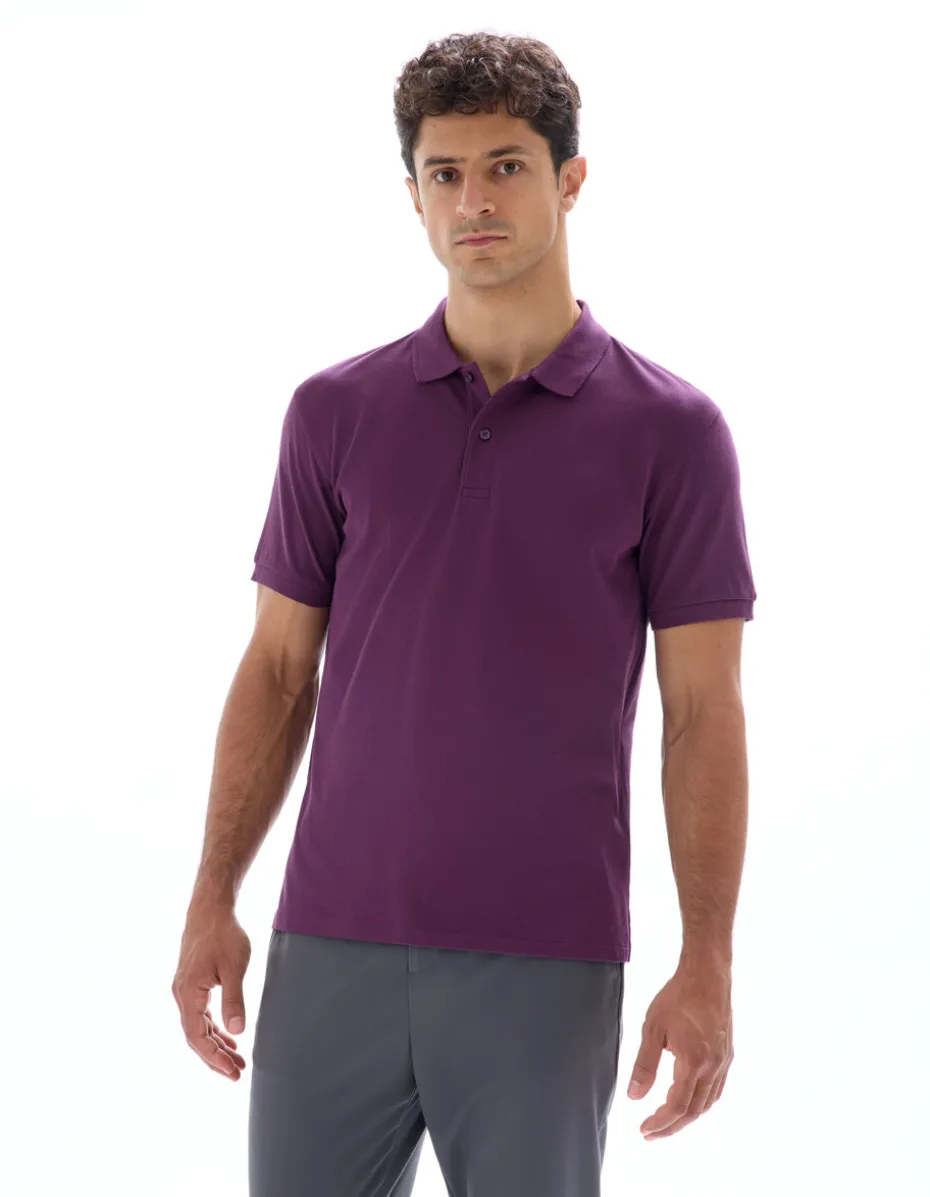 Polo piqué regular 100% algodão - roxo