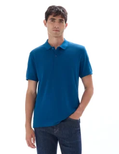 Polo piqué regular 100% algodão - azul marinho