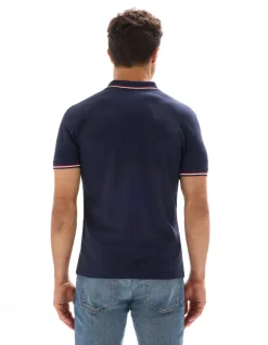 Polo piqué slim van stretchkatoen - marine