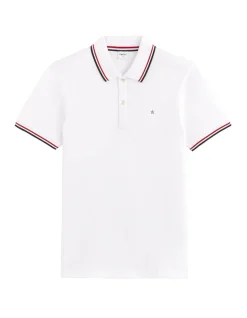 Polo piqué slim van stretchkatoen - wit