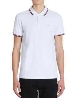 Polo piqué slim van stretchkatoen - wit