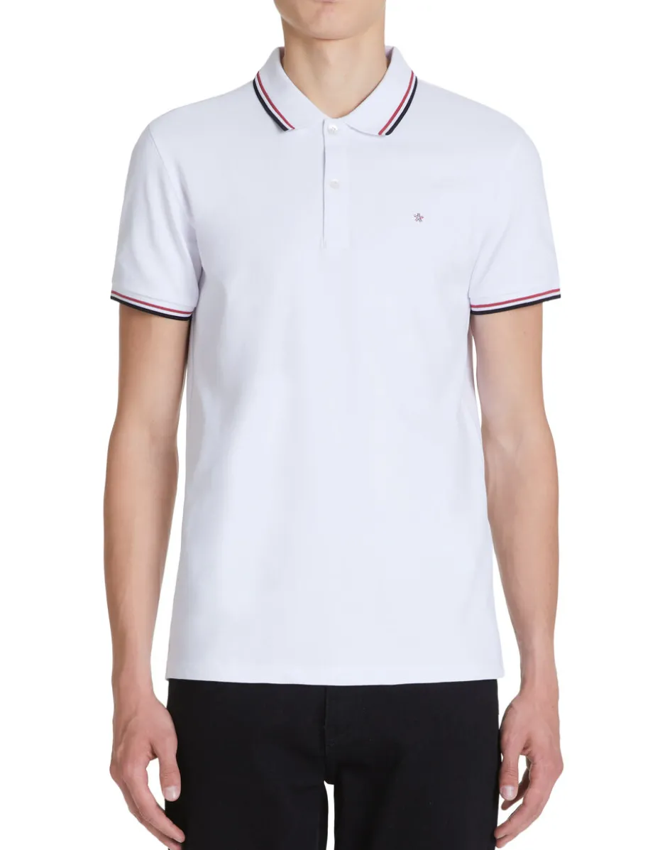 Polo piqué slim van stretchkatoen - wit