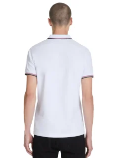 Polo piqué slim van stretchkatoen - wit