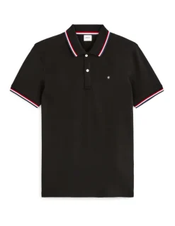 Polo piqué slim van stretchkatoen - zwart