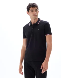 Polo piqué slim van stretchkatoen - zwart