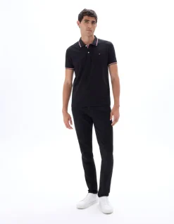 Polo piqué slim van stretchkatoen - zwart