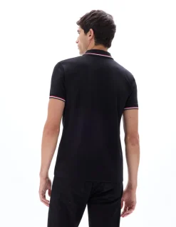 Polo piqué slim van stretchkatoen - zwart