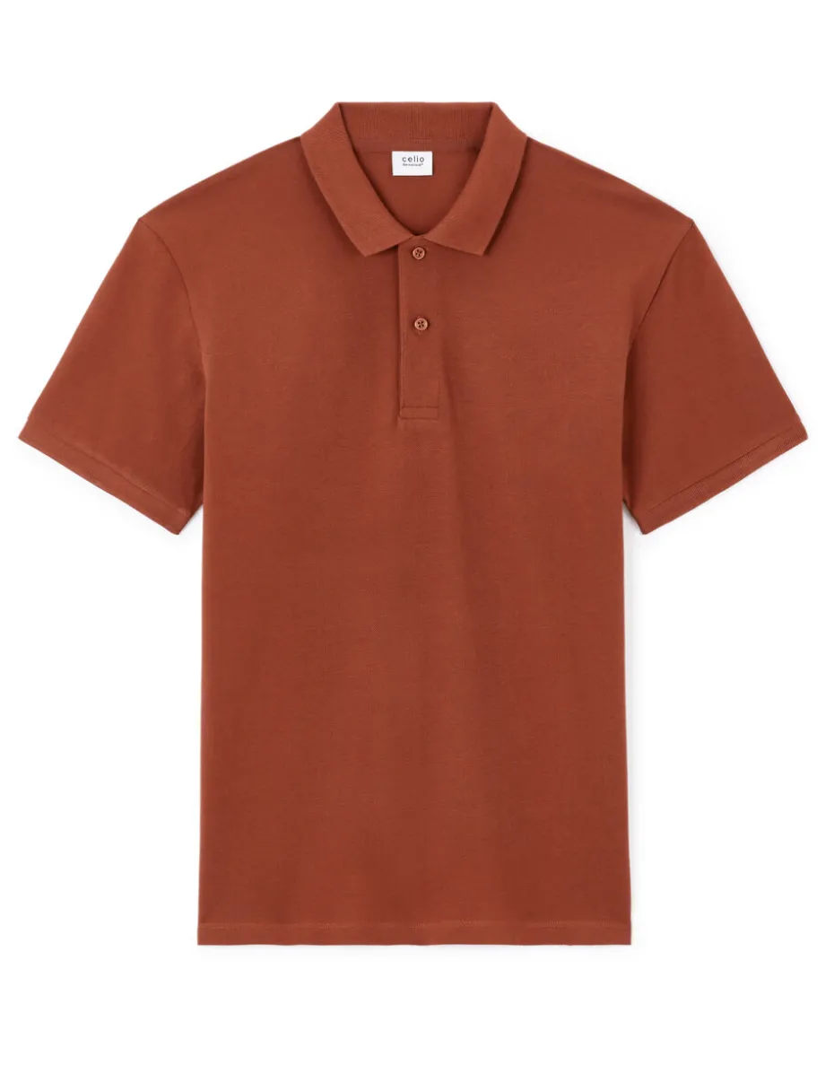 Polo recht 100% katoen - bruin