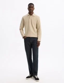 Polo regular 100% katoen met lange mouwen - beige
