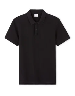 Polo regular 100% katoen stretch - zwart