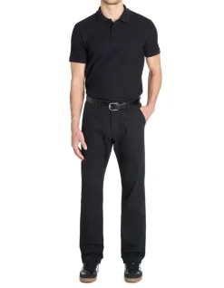 Polo regular 100% katoen stretch - zwart