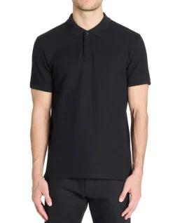 Polo regular 100% katoen stretch - zwart