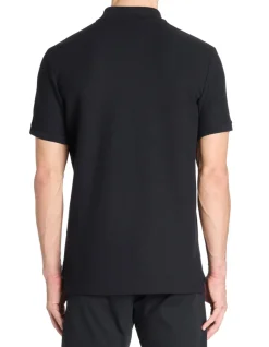 Polo regular 100% katoen stretch - zwart