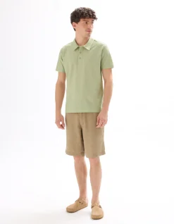Polo Regular Fit in effen jersey - Saliegroen