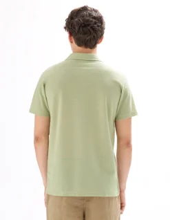 Polo Regular Fit in effen jersey - Saliegroen