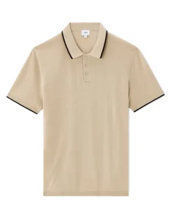 Polo regular fit in gestructureerde jersey - Zand