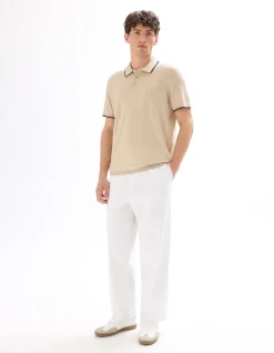 Polo regular fit in gestructureerde jersey - Zand
