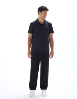 Polo regular fit in technische stof - zwart