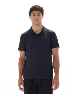 Polo regular fit in technische stof - zwart