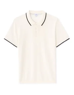 Polo regular fit jersey met structuur - beige