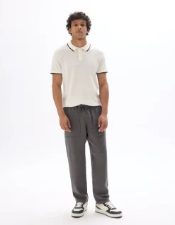 Polo regular fit jersey met structuur - beige
