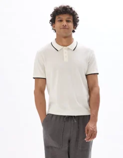 Polo regular fit jersey met structuur - beige