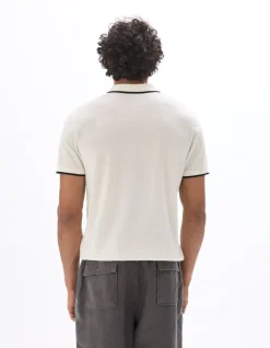 Polo regular fit jersey met structuur - beige