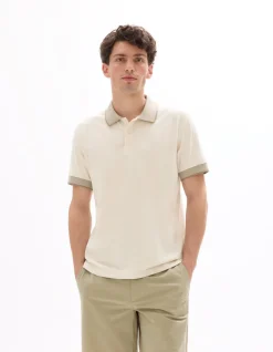 Polo regular fit jersey van stretchkatoen - zand
