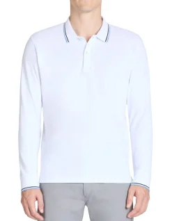 Polo regular fit met contrasterende kraag in katoen - wit