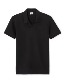 Polo regular fit met wafelstructuur - zwart