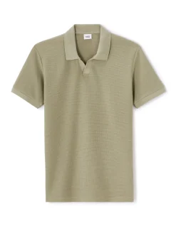 Polo regular fit wafelgebreid - laurier