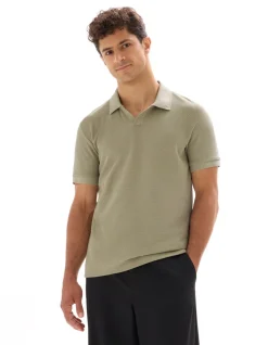 Polo regular fit wafelgebreid - laurier