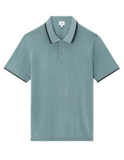 Polo regular in gestructureerd jersey - grijsgroen