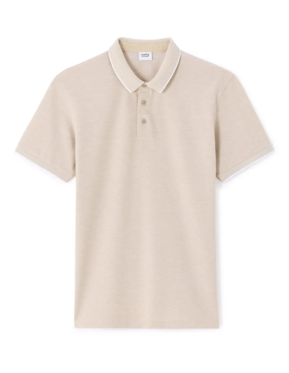 Polo regular katoenmix - beige