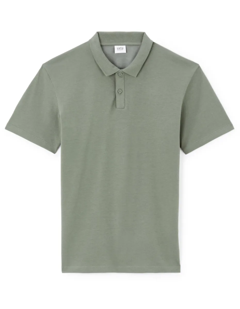 Polo regular katoenmix - kaki