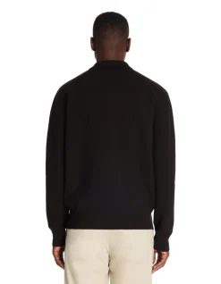 Polo relaxed katoenmix lange mouwen - zwart
