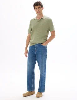 Polo Ribgebreid Regular Fit - Salie