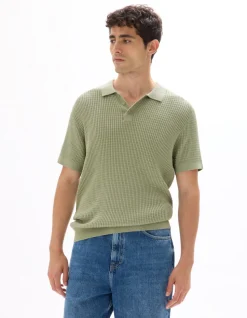 Polo Ribgebreid Regular Fit - Salie