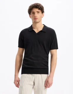 Polo slim 100% katoen - zwart