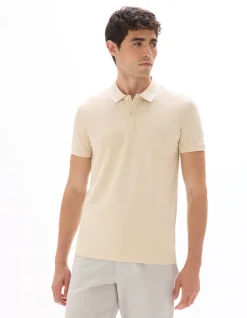 Polo slim fit katoen stretch - beige