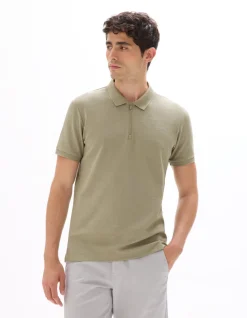 Polo slim fit katoenmix - kaki