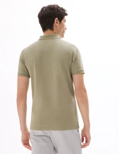 Polo slim fit katoenmix - kaki