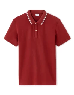 Polo slim fit stretch katoen - bruin